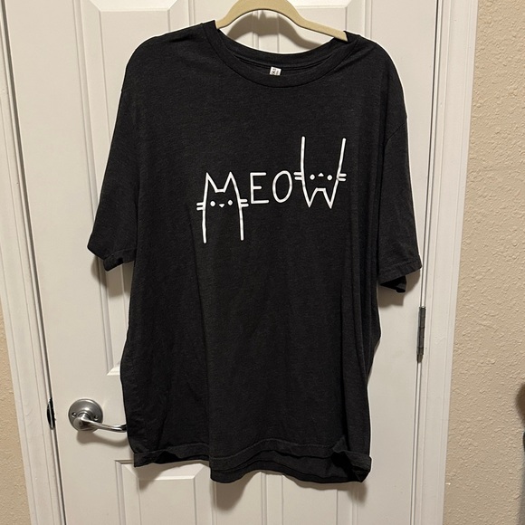 Bella Canvas Tops - Dark Grey 'Meow' Cat T-Shirt